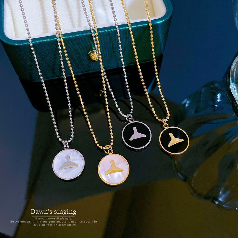 Minimalist Sweet Geometric Titanium Steel PVD Mermaid Tail Necklace for Women