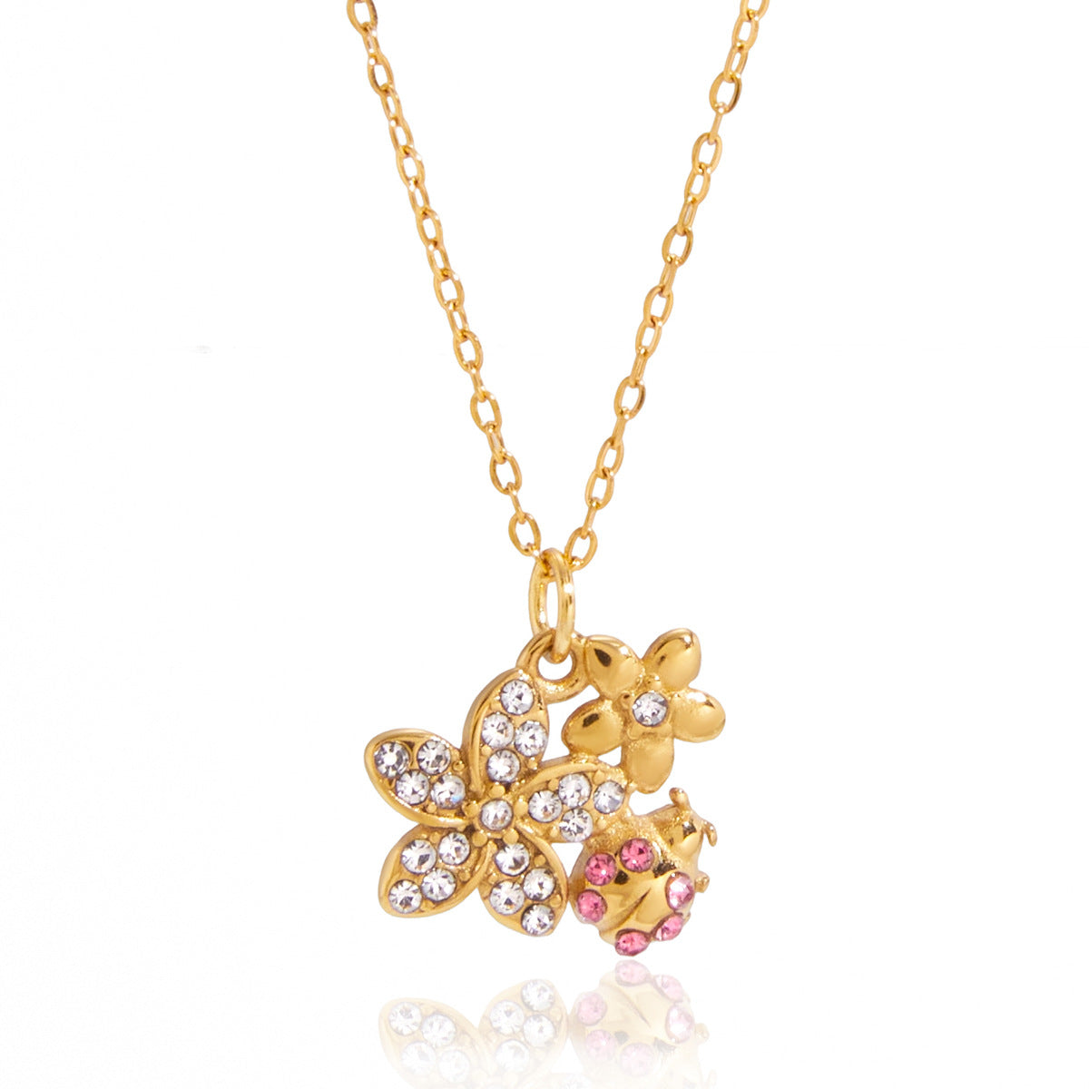 Collana pendente geometrica in acciaio al titanio con finitura placcata da donna, catena leggera di lusso per maglione