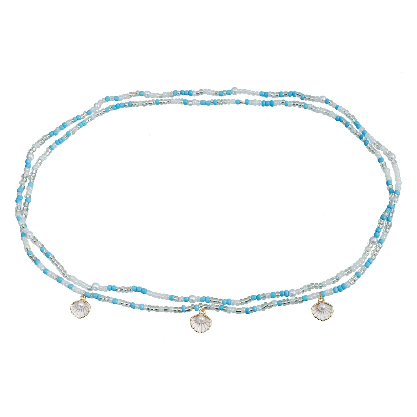 Punk Metal Body Chain with Pearl and Shell Inlay