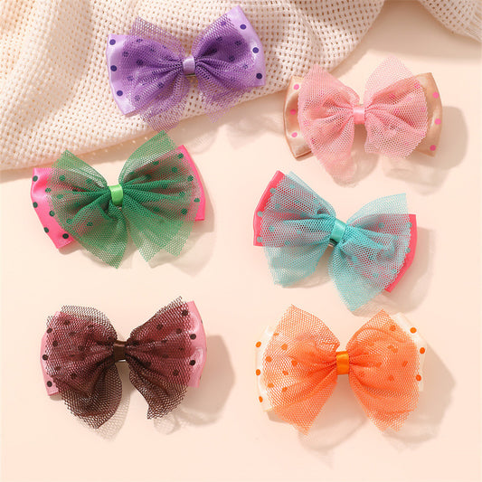 Cute Floral Hair Clip for Kids with Tulle and Pearl Accents in Fresh Sweet Style