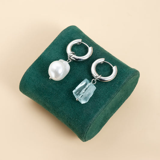 Orecchini geometrici vintage in lega di zinco con finitura galvanizzata per donna