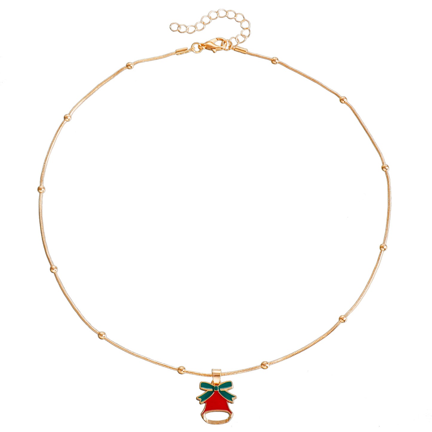 Vintage Christmas Necklace for Women with Geometric Pendant, Electroplated Metal Choker Chain, Santa and Snowflake Enamel Design