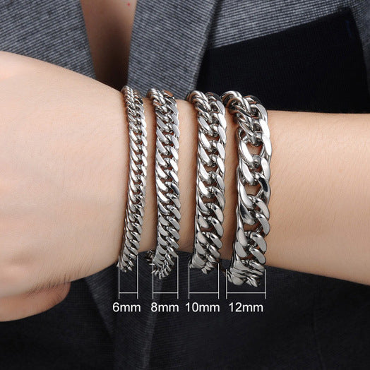 Bracciale da uomo minimalista in acciaio inossidabile con finitura lucida, accessorio unisex retrò alla moda hip hop