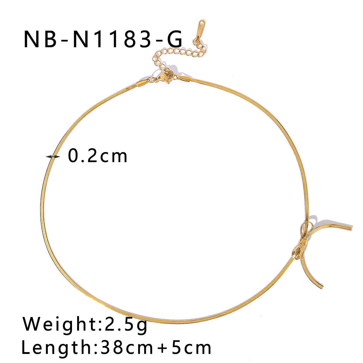 Asymmetrical Bow Knot Pendant Necklace for Women in Stainless Steel with 18K Gold Plating on Snake Chain