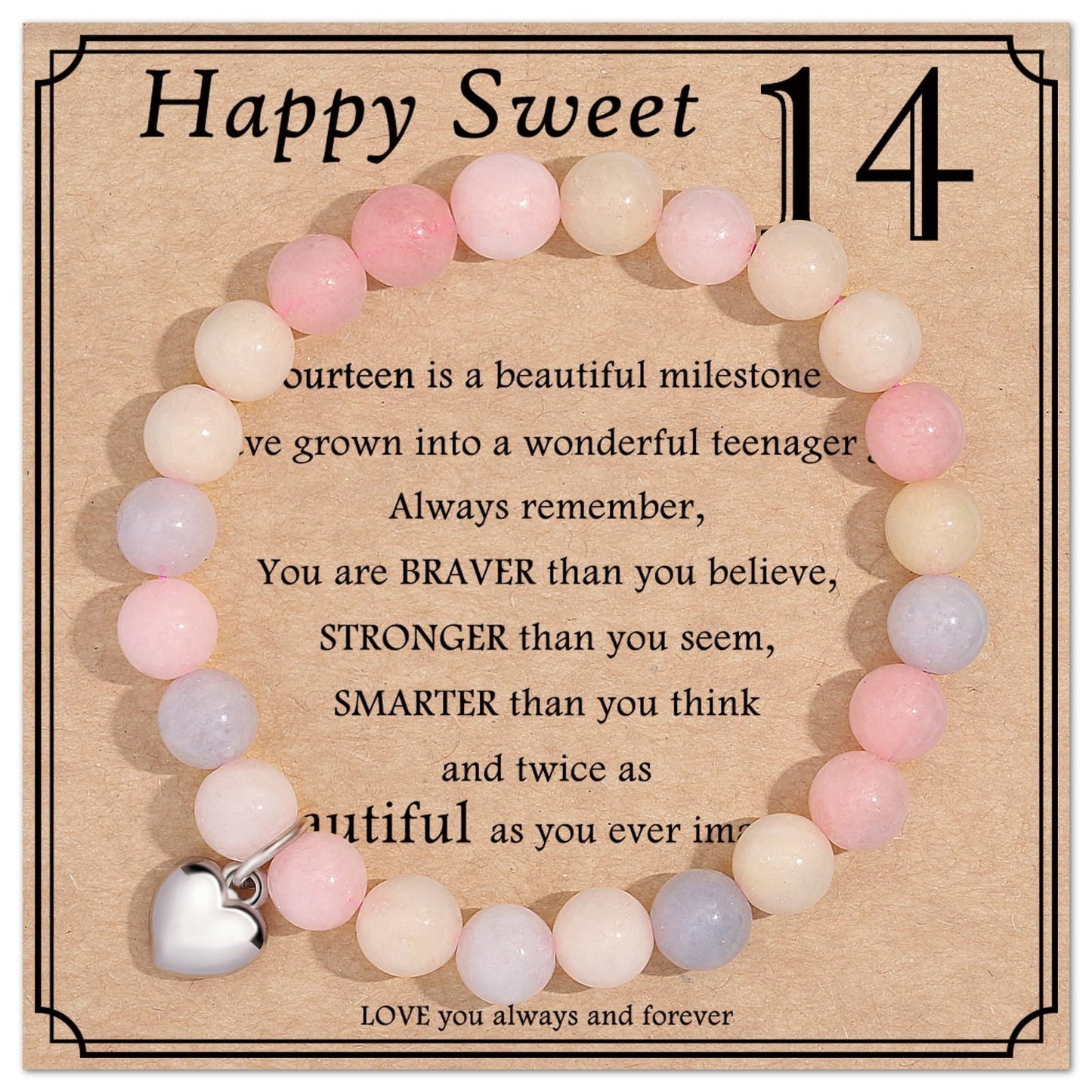 Geometric Heart Agate Beaded Bracelet for Women