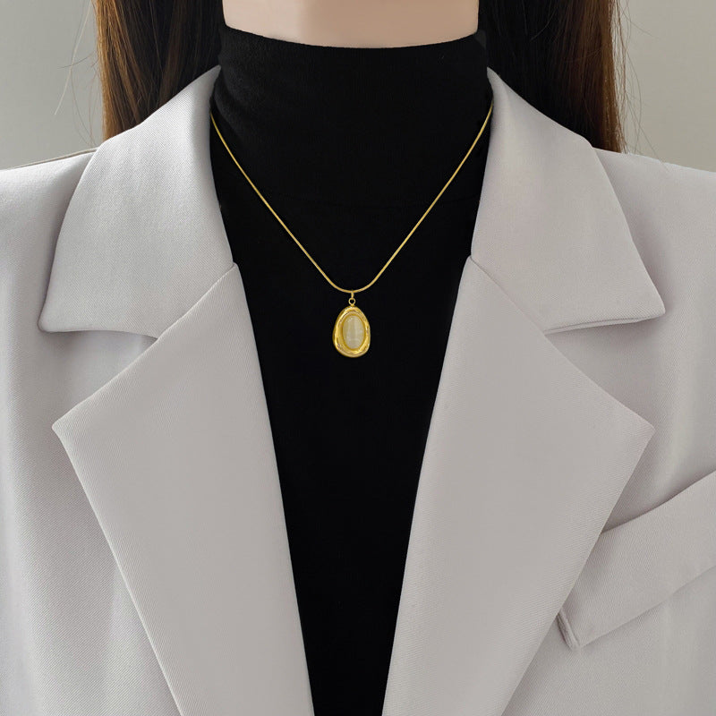 Geometric Teardrop Minimalist Titanium Steel Plated Collar Necklace