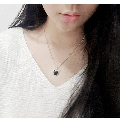 S925 Sterling Silver Heart Pendant Necklace Modern Geometric Artistic Vintage Jewelry for Women