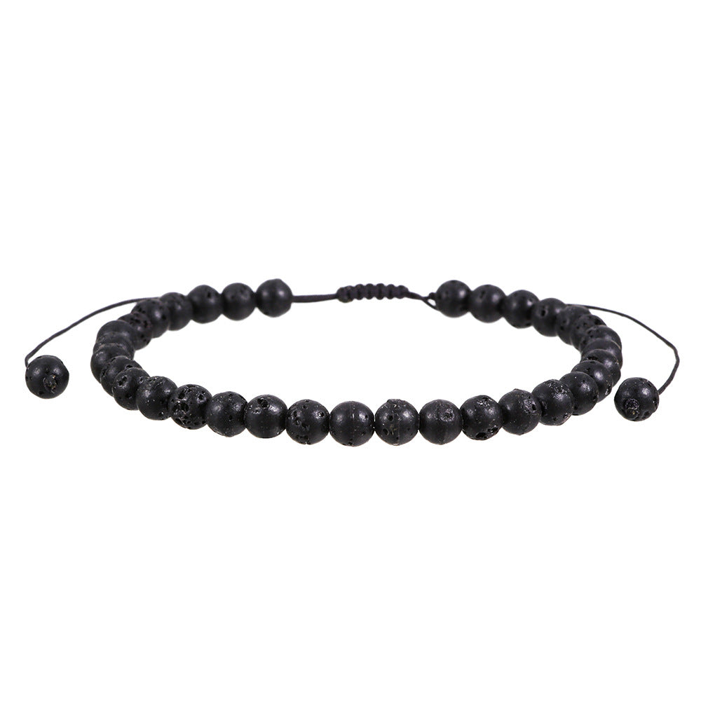 Handmade Geometric Round Tiger Eye Volcanic Stone Hematite Braided Bracelet for Men and Women