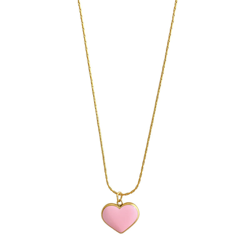 Minimalist Luxury Plated Titanium Steel Heart Pendant Necklace for Unisex