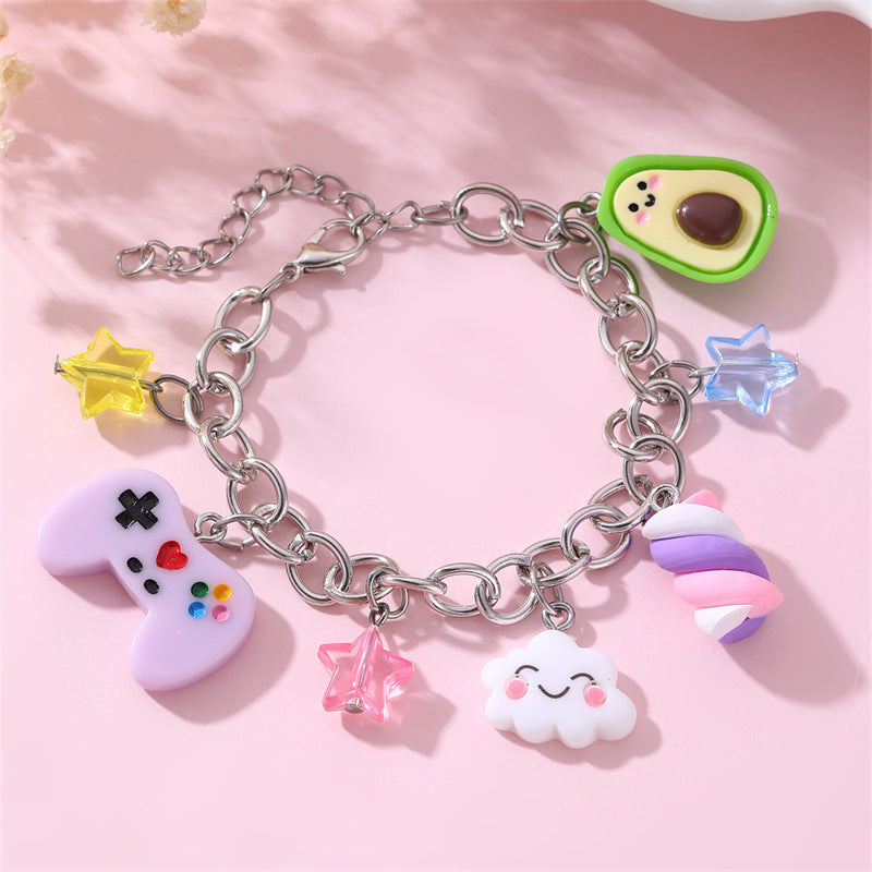 Braccialetto per Bambini Stile Punk a Stella Geometrica Elettroplaccato in Materiali Misti