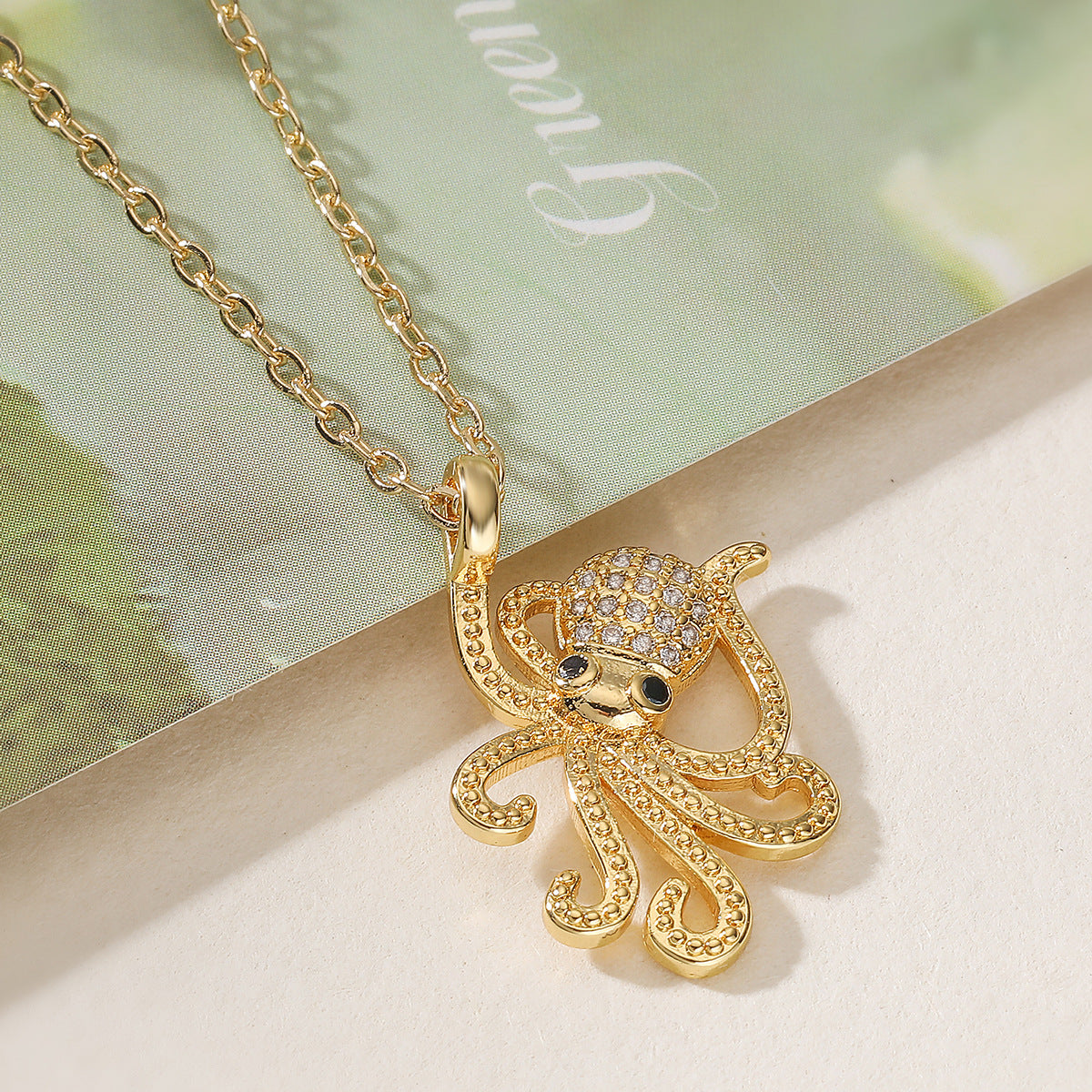 Minimalist Gold Plated Geometric Seahorse and Octopus Pendant Necklace for Women