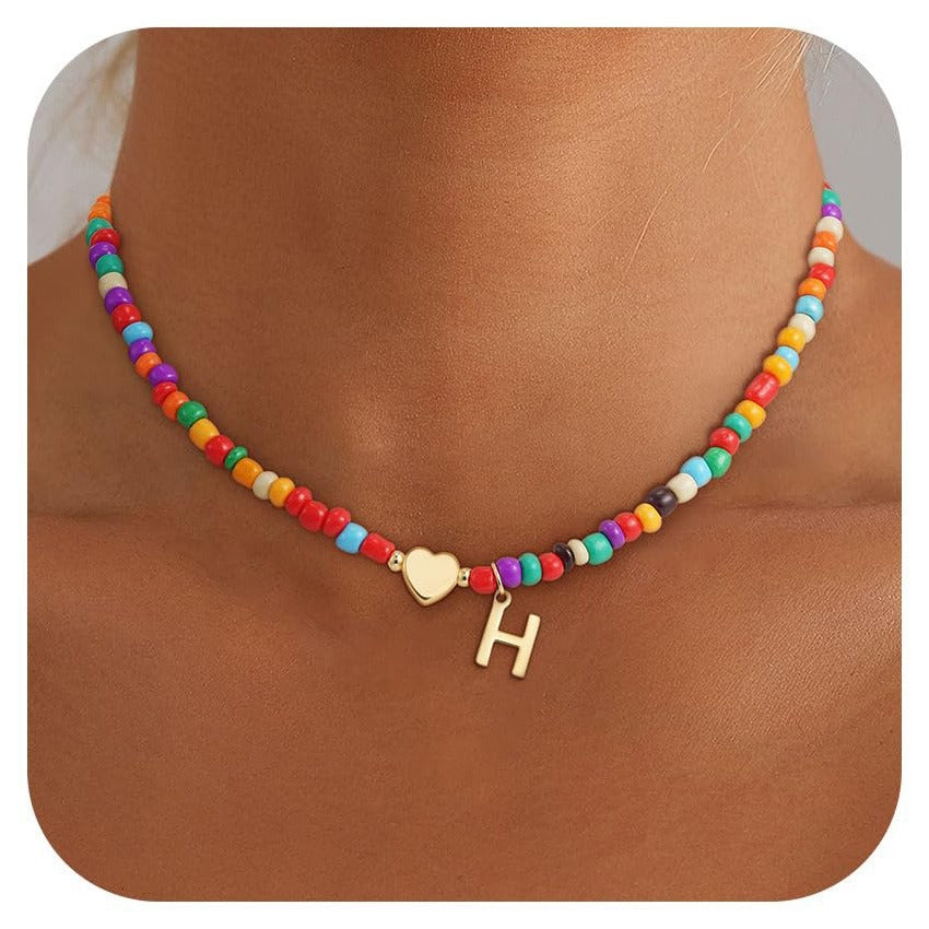 Minimalist Letter Stainless Steel Turquoise Pendant Necklace for Women