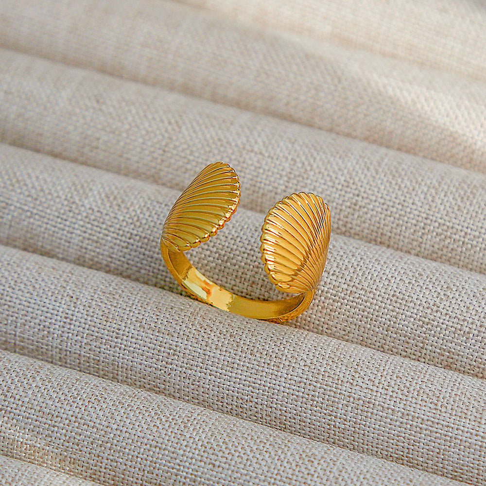 Anello regolabile in acciaio al titanio, stile hip hop geometrico, placcato per donna