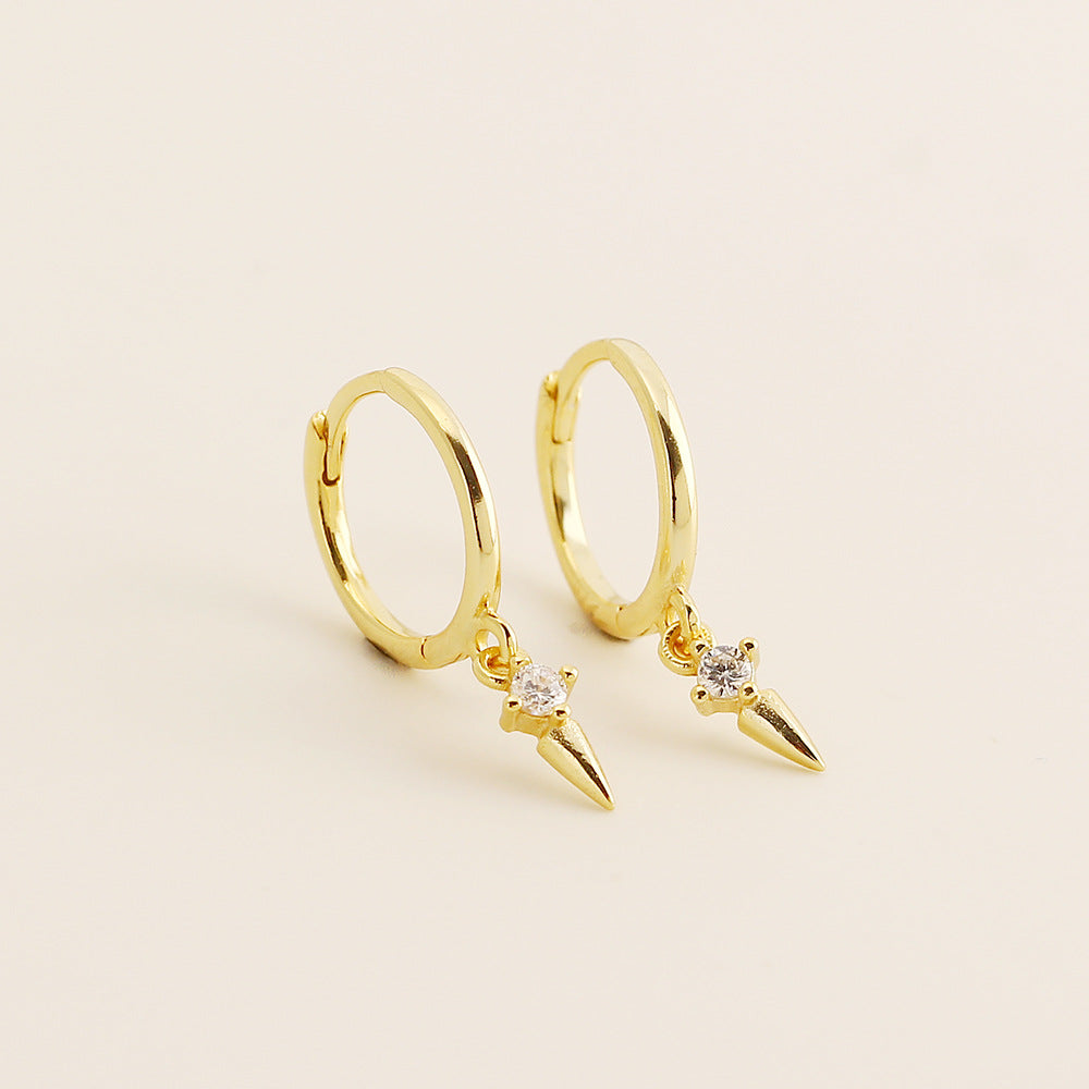 Pendientes de aro con remaches y tornillos geométricos de plata de ley 925 Sweet Streetwear para mujer