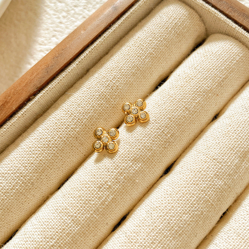 Sweet Star Brass Plated Stud Earrings for Women