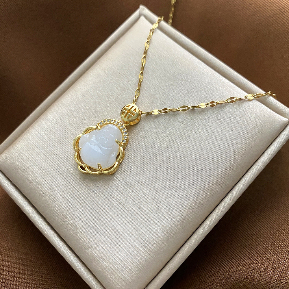 Collana Pendente Floreale Minimalista da Donna e Uomo in Acciaio al Titanio con Finitura Placcata e Catenina a Croce