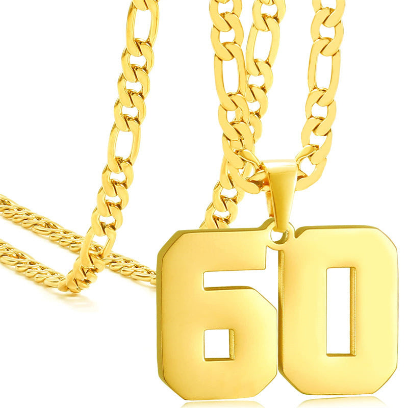 Minimalist Numeric Pendant Necklace for Men and Women Stainless Steel Chain with Polished Titanium Steel Charm
