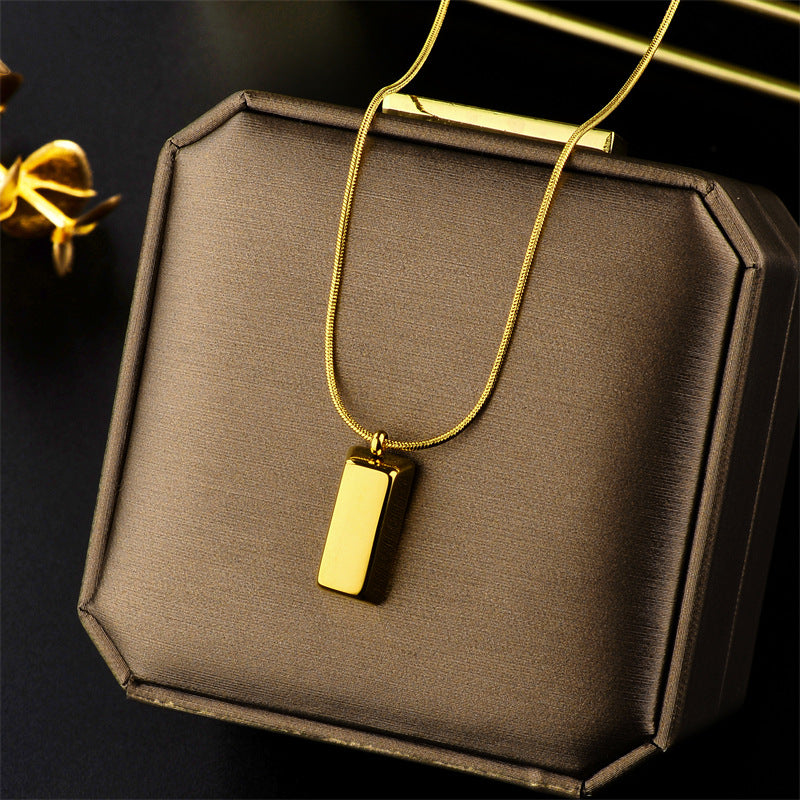 Geometric Titanium Steel Plated Pendant Necklace for Women with Snake Chain