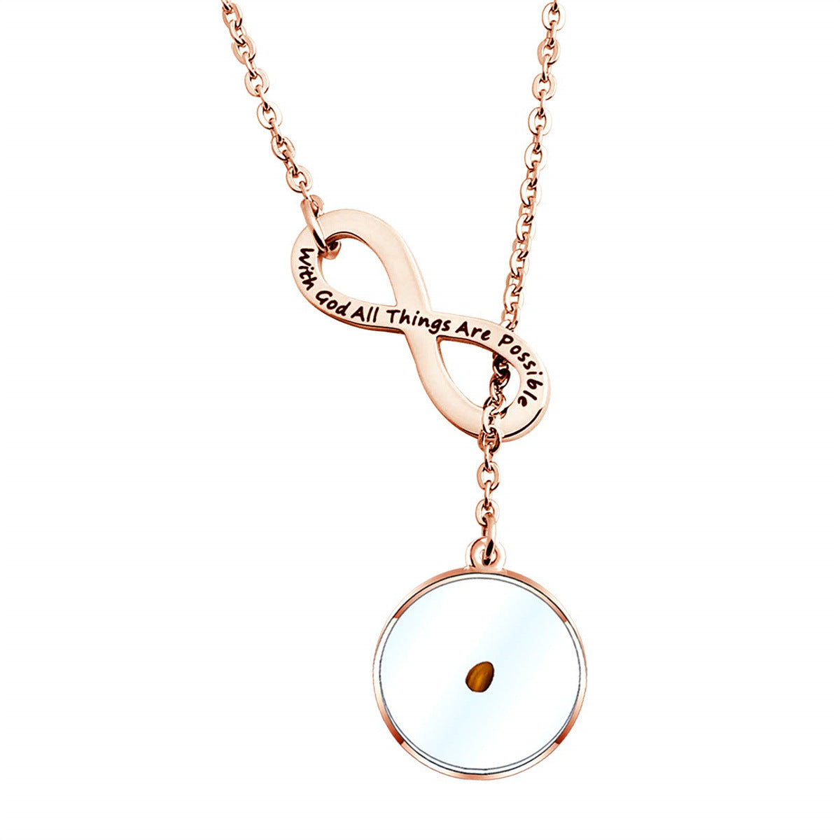 Collana con Pendente Simbolo dell'Infinito Personalizzata in Acciaio Inossidabile con Versetto Biblico Inciso e Motivo Religioso per Gioielli da Battesimo Unisex
