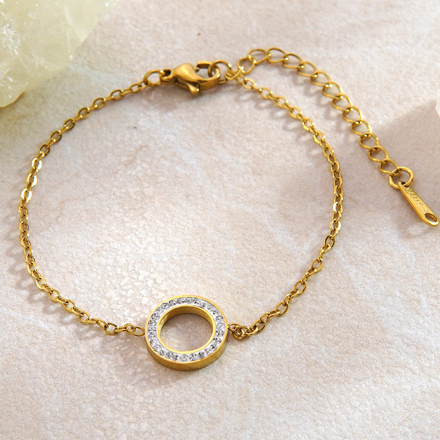 Parure di gioielli da donna con collana, orecchini e bracciale in acciaio inossidabile placcato, zirconi cubici a taglio geometrico, con catena a maglie.