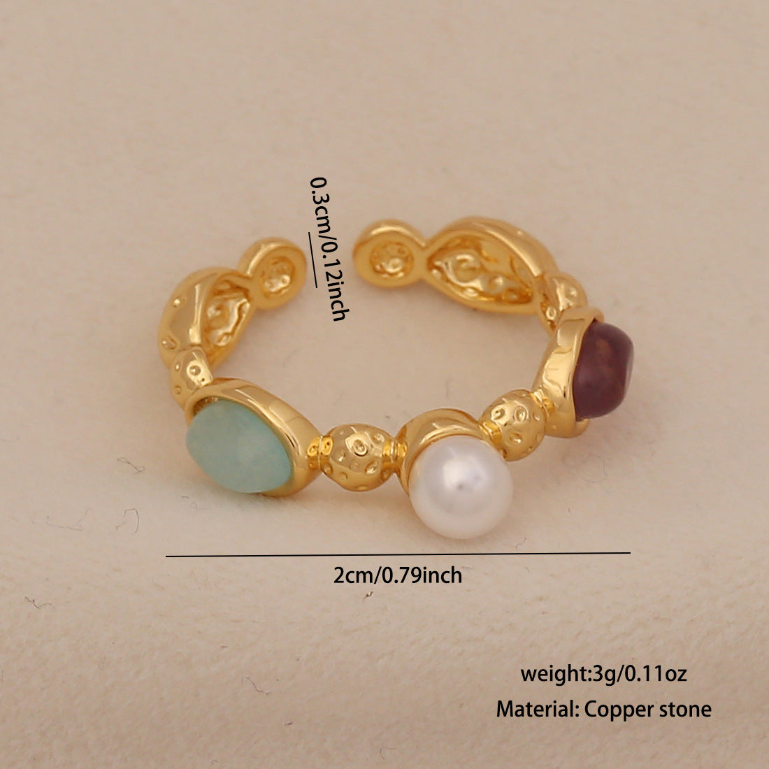 Anello vintage geometrico in rame smaltato da donna con motivo floreale a camelia