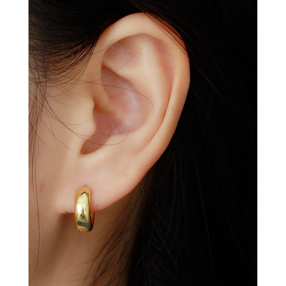 Minimalist 925 Sterling Silver Polished Round Hoop Earrings