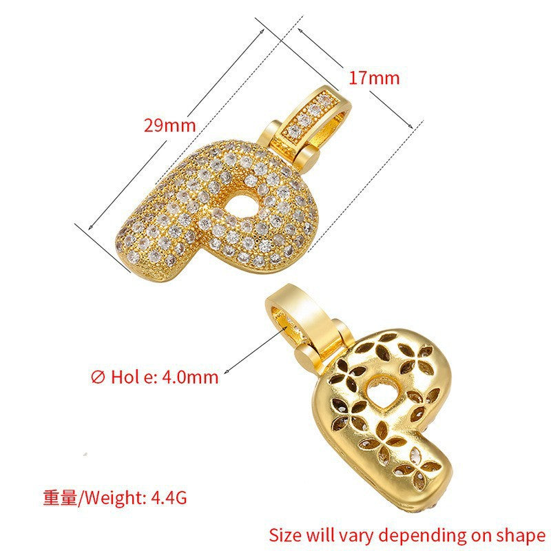 Hip-hop Sweet Micro Inlay Cubic Zirconia Letter Brass Pendant Charm Bar