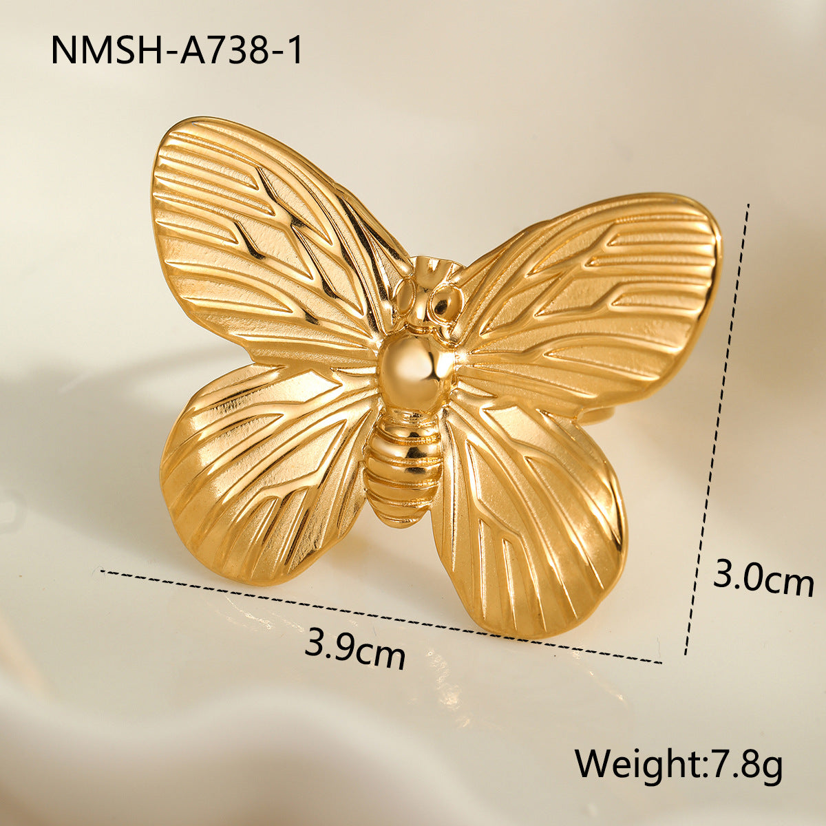 Anillo minimalista de acero de titanio con forma de lazo, incrustaciones de perlas simuladas y chapado en oro de 18 quilates para mujer