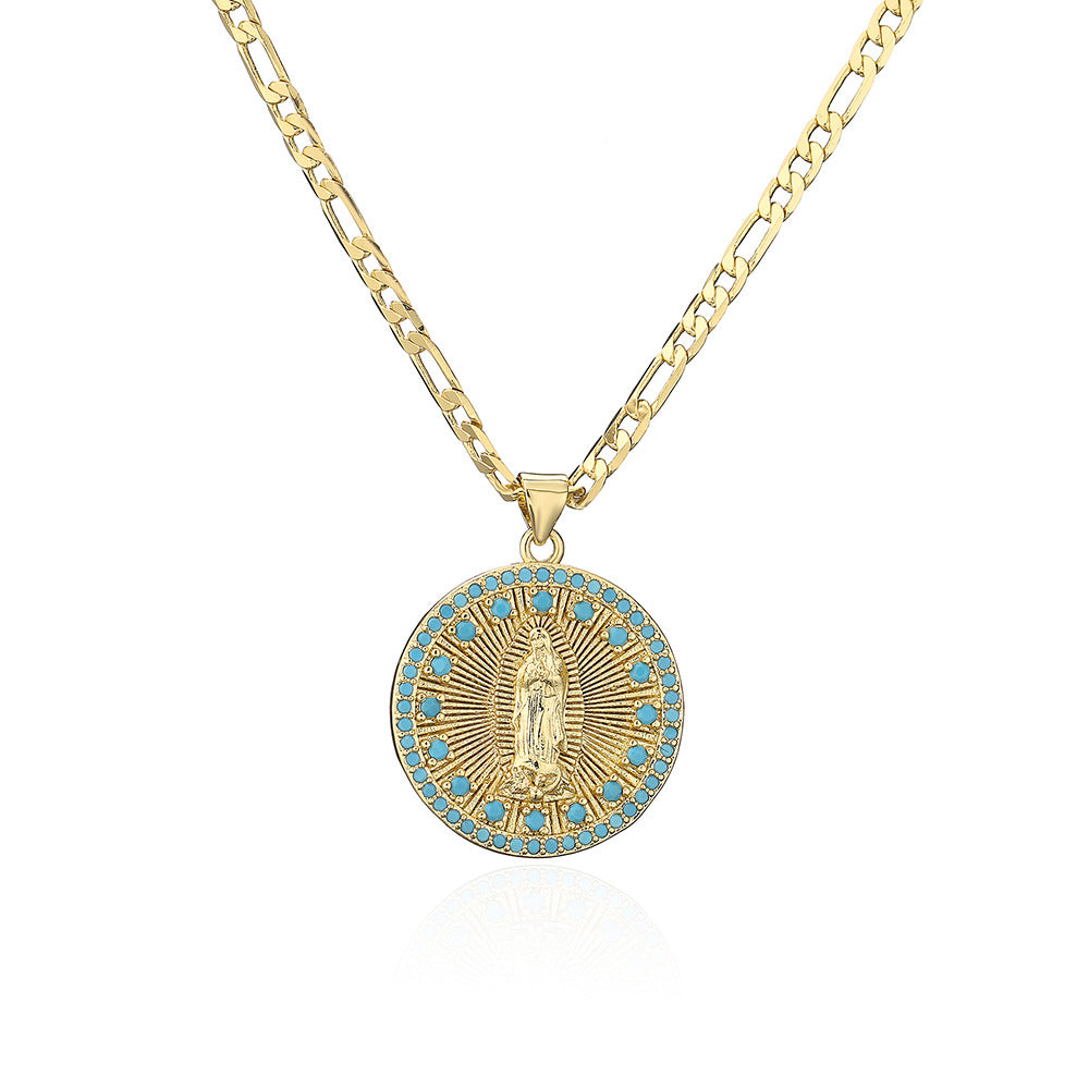 Minimalist Geometric Copper Pendant Necklace with 18K Gold Plating and Micro-Paved Zirconia for Women