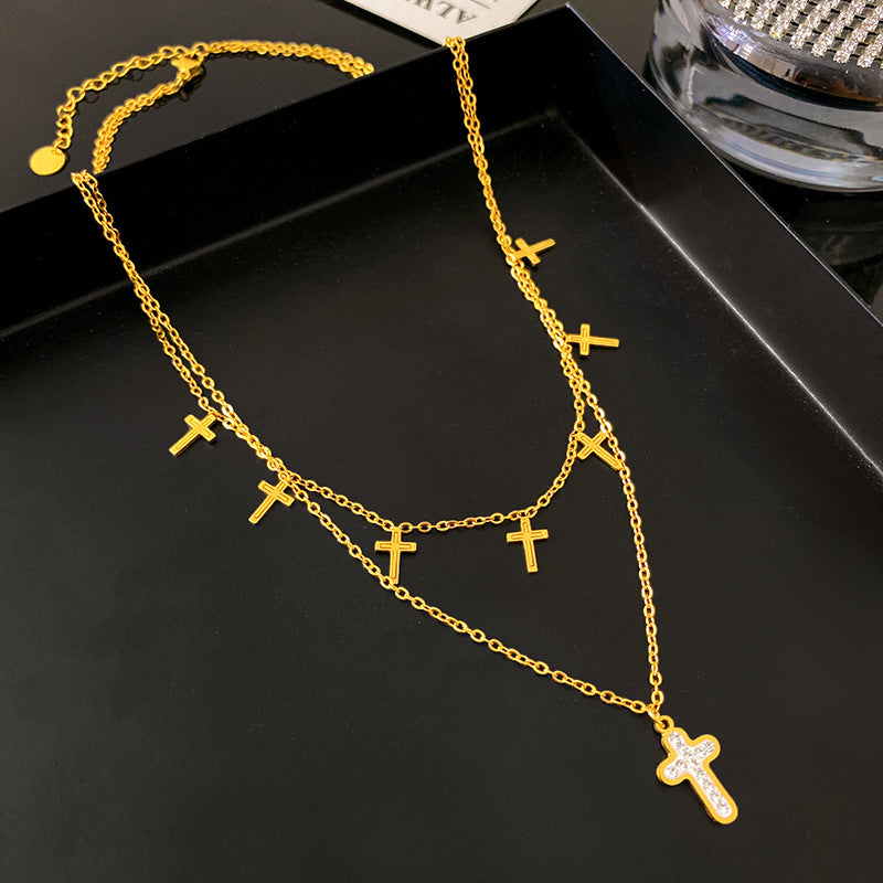 Minimalist Geometric Cross Titanium Steel Plated Necklace for Unisex
