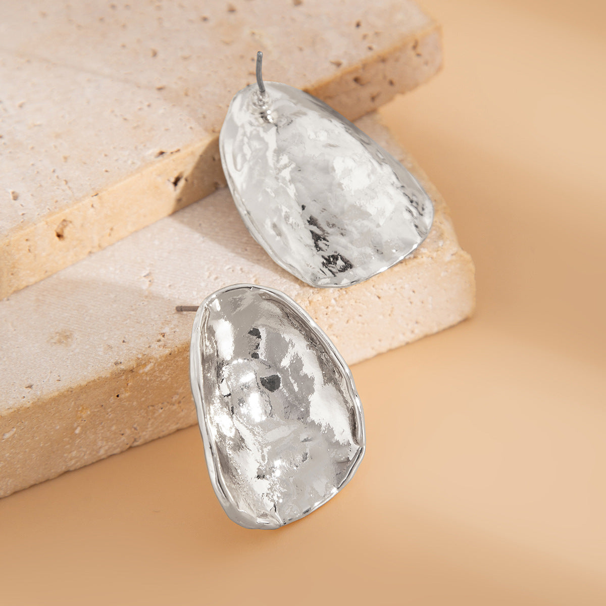 Vintage-Style Geometric Irregular Folded Earrings in Alloy with Electroplated Finish for Women