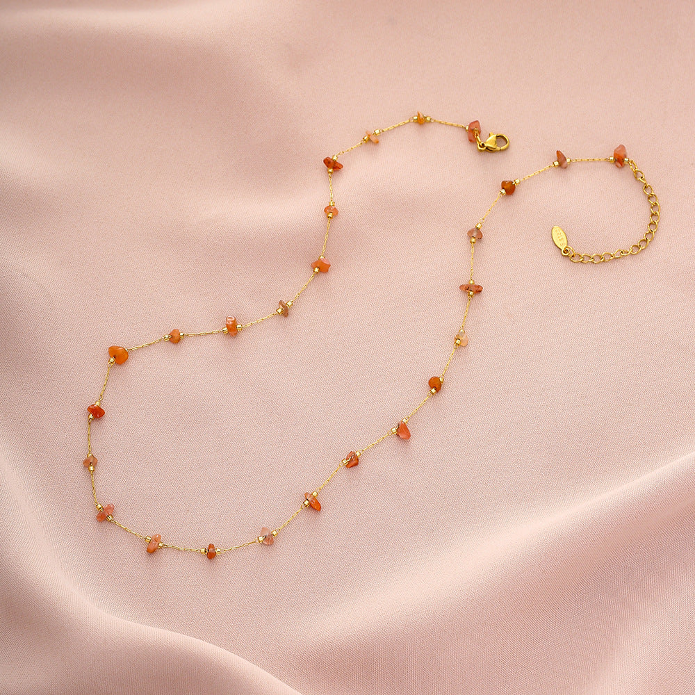 Elegante collana geometrica in acciaio al titanio con ciondolo in pietra naturale per uomo e donna, catena placcata per clavicola estiva