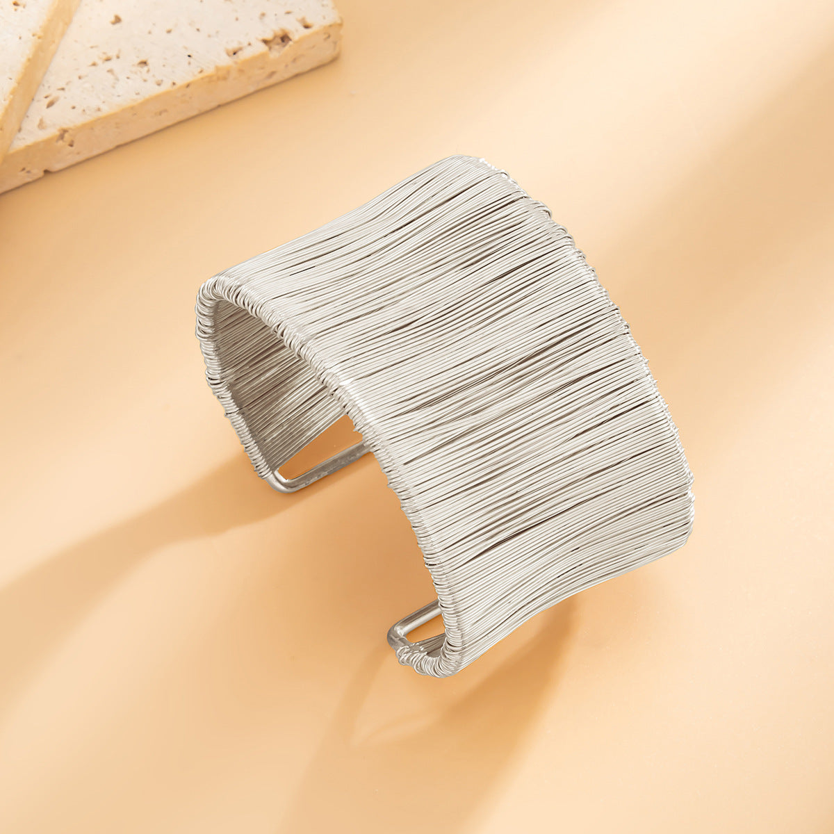 Elegant Striped Geometric Iron Plated Open Cuff Bracelet for Women