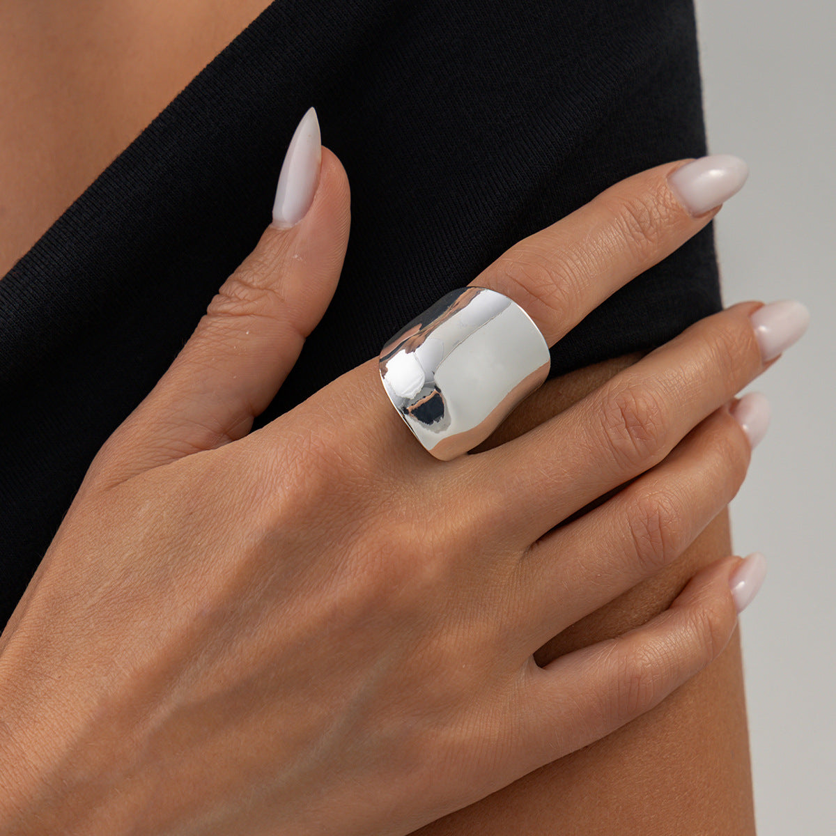 Trendy Geometric Square Zinc Alloy Plated Gemstone Ring for Women