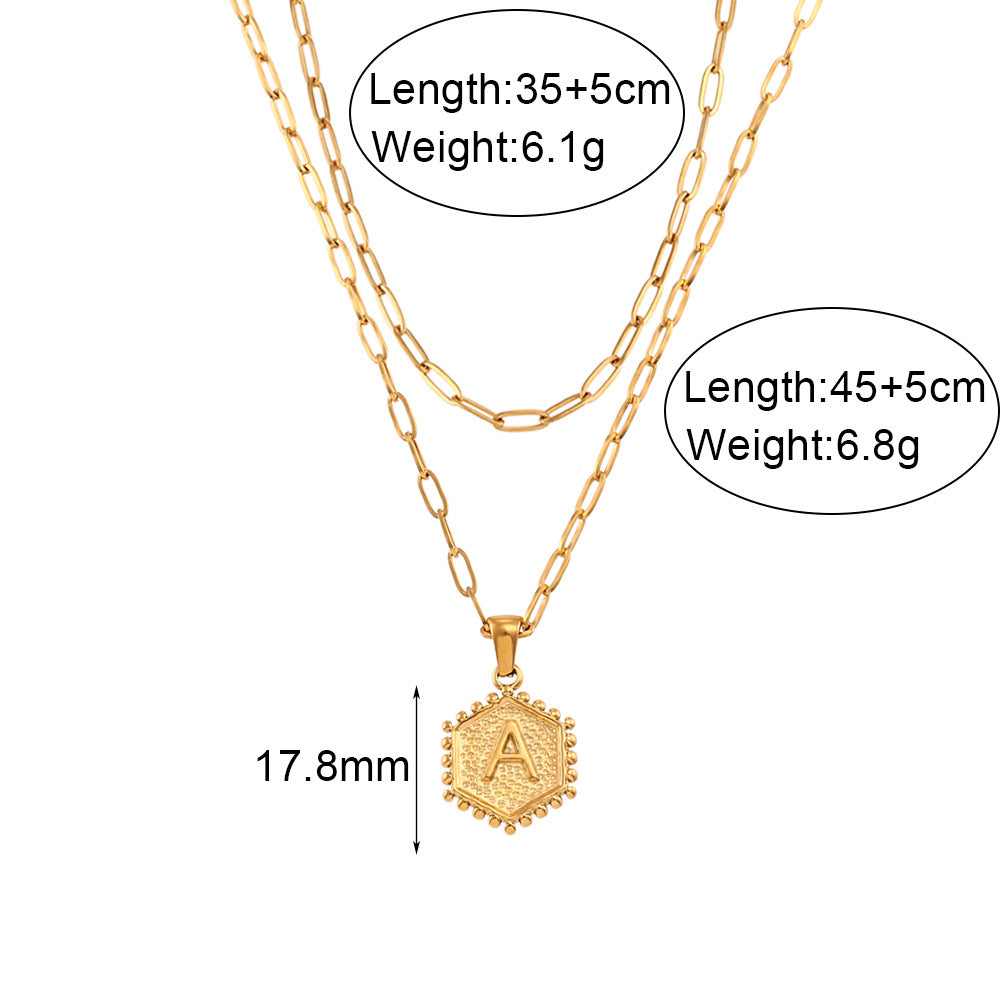 Minimalist Fashion Letter Pendant Necklace with Stainless Steel Chain and Titanium Steel Charm