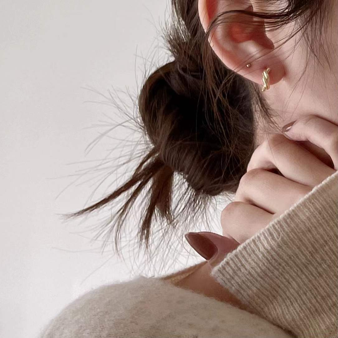 Natural Minimalist Star-Shaped Handmade 925 Sterling Silver Knot Hoop Earrings