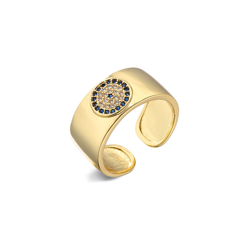 Geometric Gold Plated Brass Micro-Inlaid Cubic Zirconia Ring for Women
