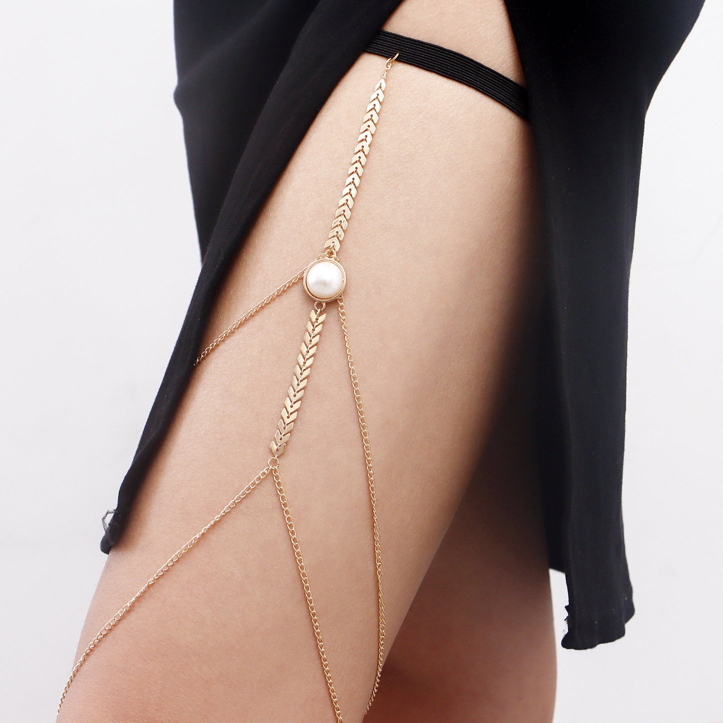 Minimalist Geometric Alloy Anklet with Elastic Band and Airplane Chain Design for Women