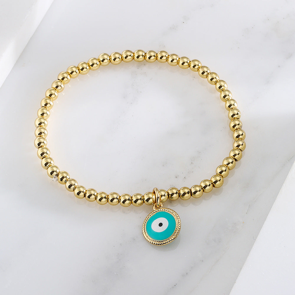 Bracciale a pendente Geometric Demon Eye da donna con perline in rame e finitura smaltata