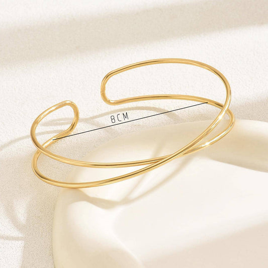 Minimalist Geometric Double-Layer Hollow U-Shaped Adjustable Women's Bracelet in Zinc Alloy