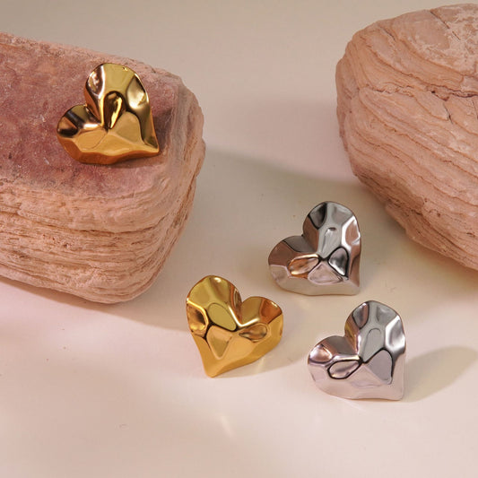 Pendientes de acero inoxidable bañados en forma de corazón para mujer