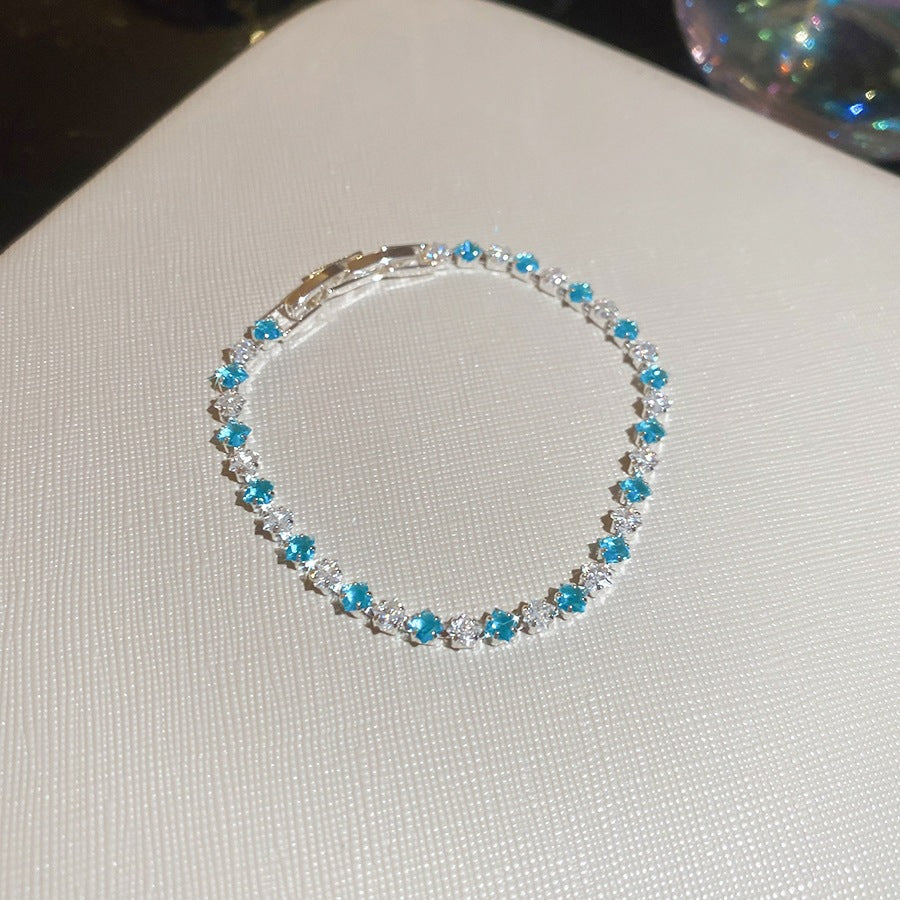 Luxury Elegant Brass Plated Crystal Cubic Zirconia Beaded Bracelet for Women