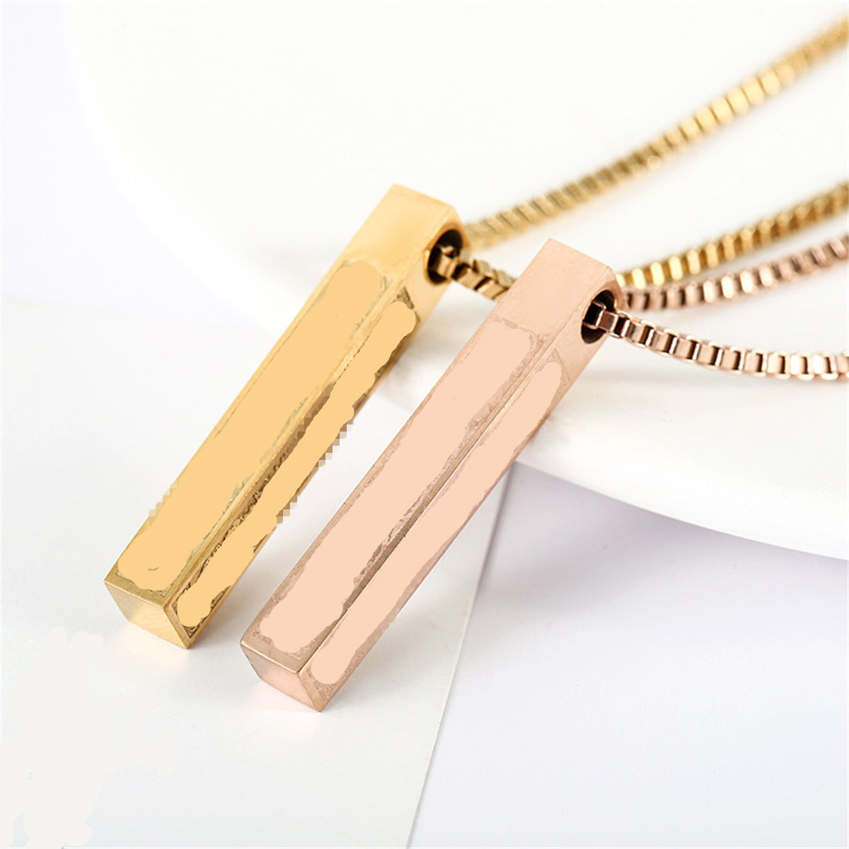 Minimalist Geometric Titanium Steel Necklace with Polished Finish for Women
