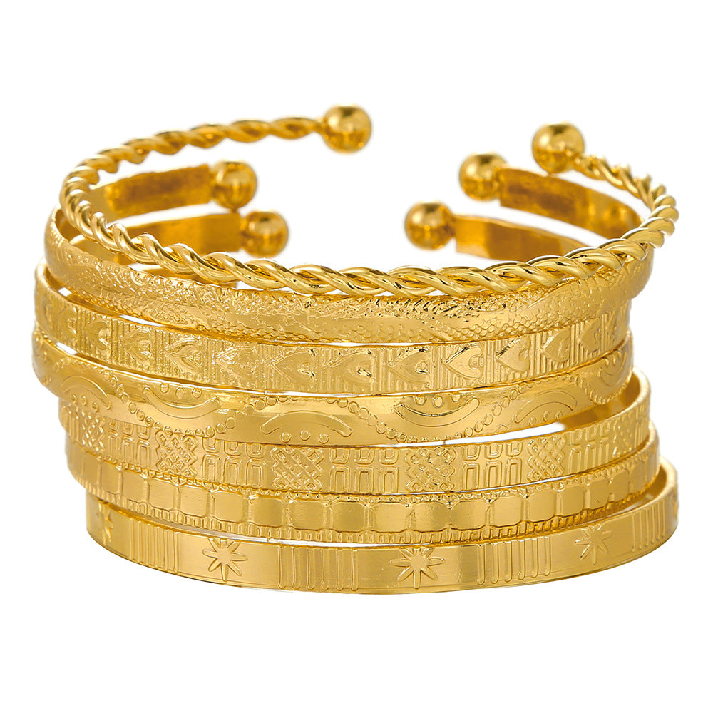 Unique Gold Plated Geometric Round Alloy Bracelet for Women
