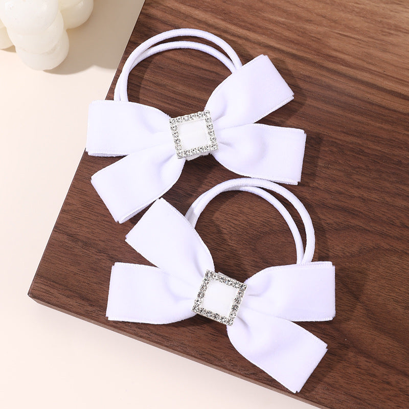 Natural Style Bow-Shaped Hair Clip for Girls with Ruffled and Mesh Details Made of Polyester Duckbill Clip