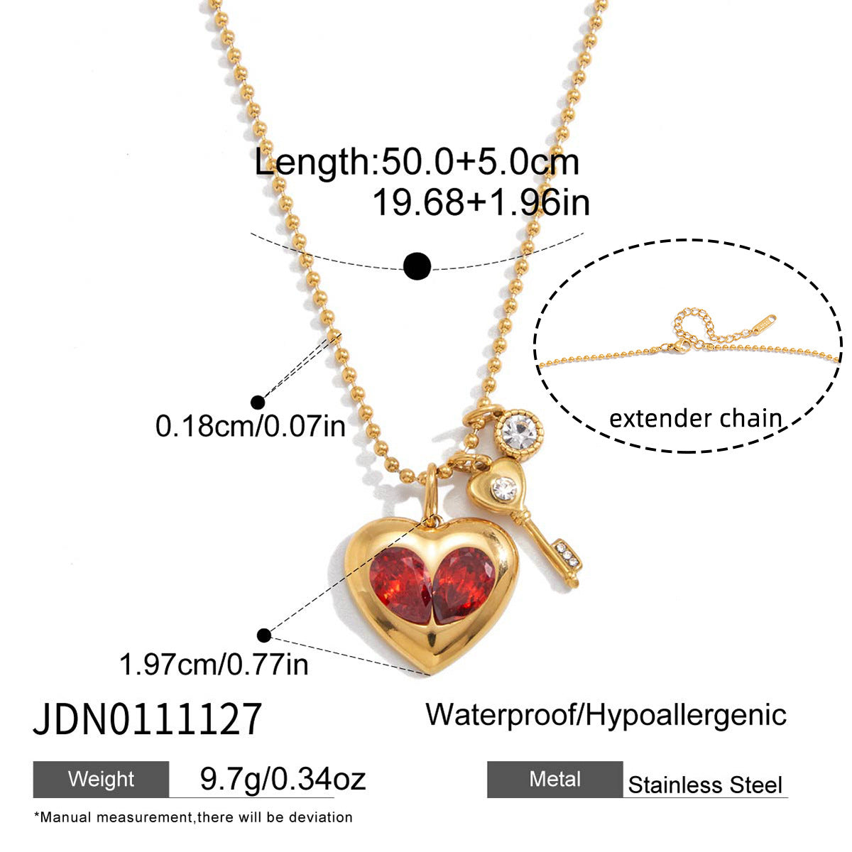 Collana da donna in acciaio inossidabile a forma di cuore, minimalista, con placcatura in oro PVD