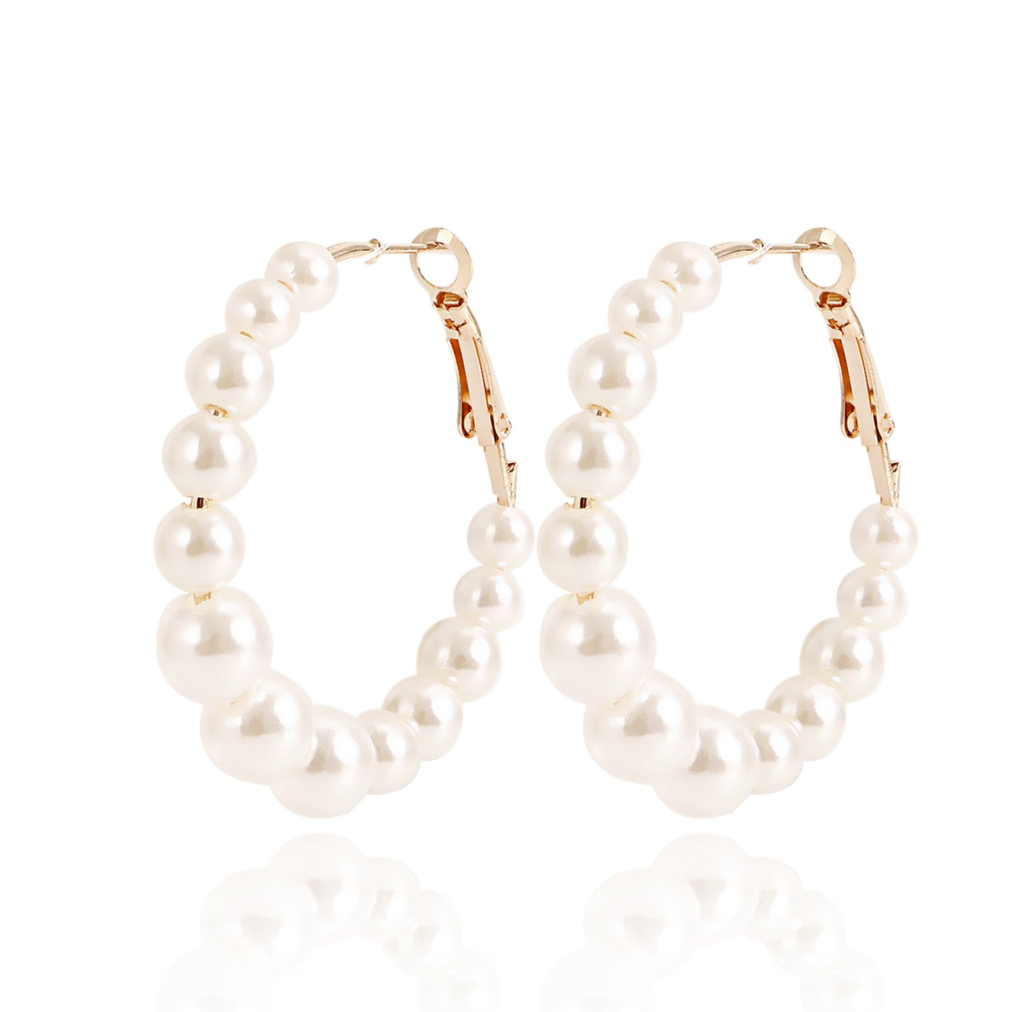 Minimalist C-Shaped Geometric Alloy Earrings with Baroque Pearl Accents for Women
