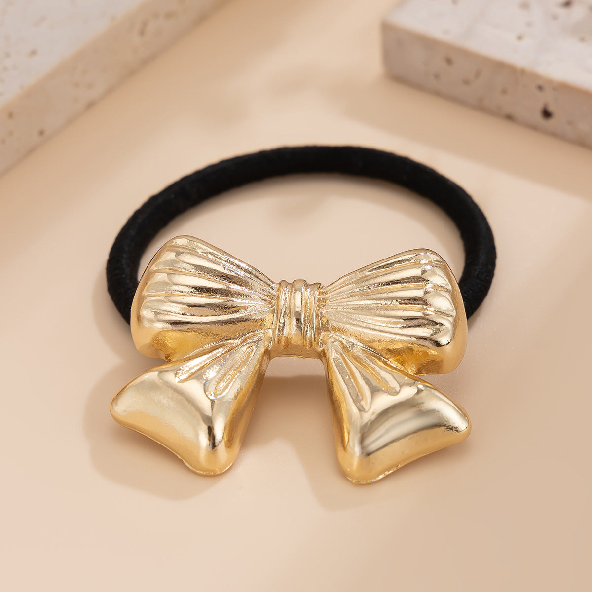 Fashionable Alloy Floral Bow Hair Tie with Imitation Pearl
