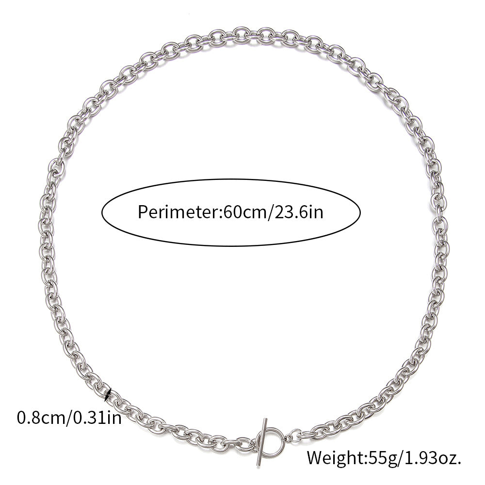 Minimalist Streetwear Hip-hop Geometric Round Stainless Steel Necklace Unisex Cable Chain