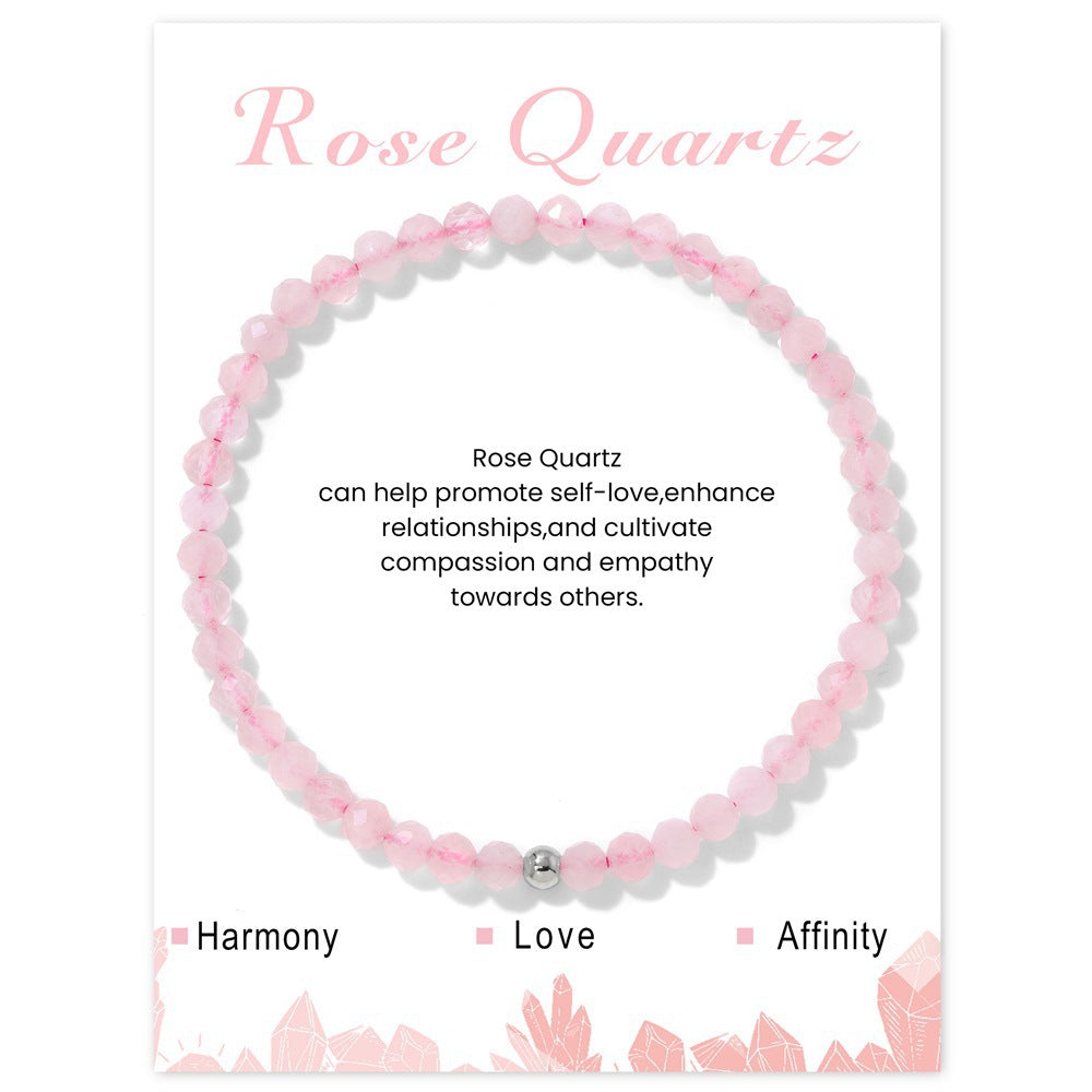 Geometric Natural Crystal Beaded Bracelet Set with Stainless Steel Silver Beads